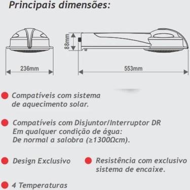 Imagem de Ducha Elegance 4temperaturas 220v 6800w Chuveiro Fame Quente, Branco