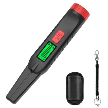 Imagem de TARSHYRY Pinpointer de Detector de Metais Portátil, Scanner de Segurança de Alta Sensibilidade 360 ​​° Com Alertas de Vibração Sonora Tela LCD Luz LED, Detector de Metais Localizador de (Preto e