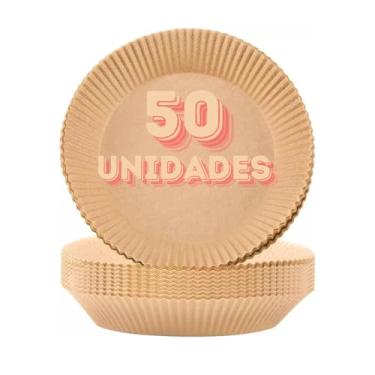 Imagem de Kit 50 Forros de Papel Descartável para Airfryer, Papel Biodegradável, 20 x 16 x 4,5 cm, Antiaderente, Temperatura Máxima 220°C, para Fritadeiras 3L a 5L