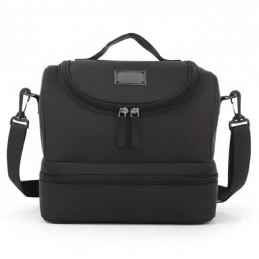 Imagem de Bolsa Térmica com 2 Compartimentos | Alça Ajustável e Forro Metalizado | Ideal para Trabalho, Passeios e Viagens (Preto)