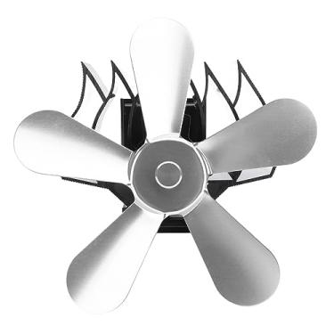 Imagem de Generic Ventilador de Lareira Montado na Parede Liga de Alumínio Proteção Ambiental 5 Lâminas Ventilador de Fogão a Lenha Movido a Calor Economia de Energia para Lareiras Domésticas (Prata)