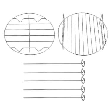 Imagem de Suporte Para Air Fryer Para Forno - Suporte Seguro Para Lavalouças De 20 Cm | Com Espetos E Bandeja De Aço Inoxidável,Para Cozinhar Assar Grelhar E Arrefecer Legumes E Carnes Na Cozinha