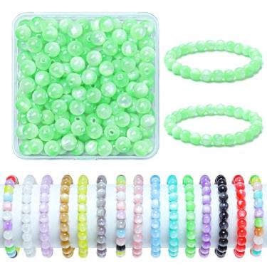 Imagem de Contas de vidro de 8 mm para pulseiras, 200 peças de contas redondas de cristal para kits de fabricação de joias, contas, artesanato DIY (verde)