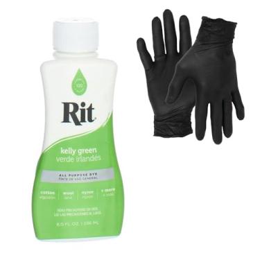 Imagem de Corante – Tinta líquida de tecido Rit para artesanato, roupas e decoração – Frasco de 227 g – com luvas de nitrilo Artisx incluídas (verde geléia)