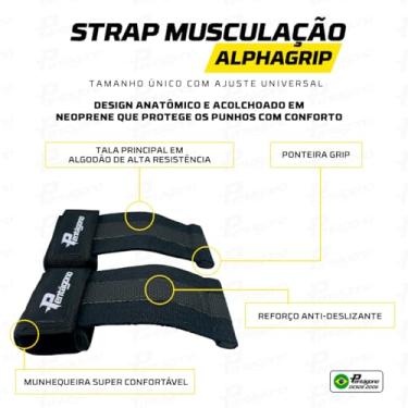 Imagem de Straps Halter Tala Larga com Munhequeira Acolchoada em Neoprene Musculação Pentágono