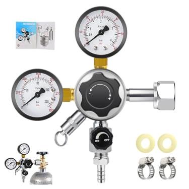 Imagem de Regulador de barriga CO2, regulador de temperatura MRmake Kegerator CGA-320, pressão operacional 0-60 PSI, pressão de tanque PSI 0-3000, regulador de cerveja, regulador de pressão de CO2 com válvula de alívio de pressão de segurança