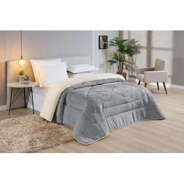 Imagem de Coberdrom Casal Padrão Sherpa Pele De Carneiro  Conforto 01 Peça -  Cinza