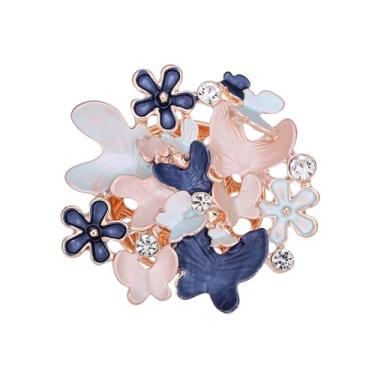 Imagem de lureme Broche de flor de strass, broche de lapela de cristal de liga 3D para mulheres, festa de casamento buquê de noiva blazer chapéu joia presente (br000018), standard, Liga de aço, Sem Pedra