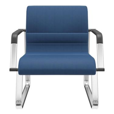 Imagem de Cadeira De Escritório Recepção Com Braço Fixa Cromada Lev P03 Crepe Azul - Lyam Decor