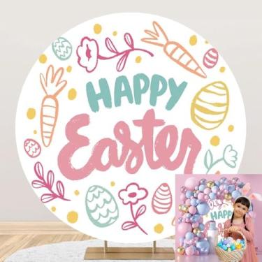 Imagem de OERJU Capa de fundo redondo feliz Páscoa foto de fundo de ovos coloridos primavera Páscoa fundo para fotografia crianças desenho animado dia de Páscoa decorações de festa círculo arco 2 m