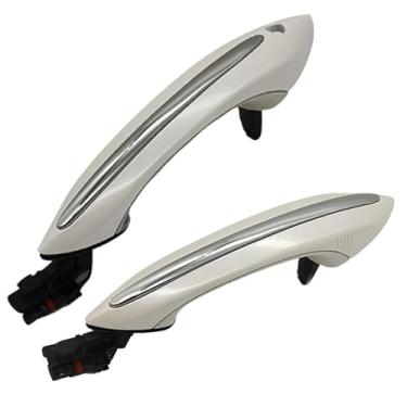 Imagem de Maçaneta externa dianteira esquerda e direita para acesso confortável, compatível com BMW Série 5 F18 GT F07 e Série 7 F02, código 51217231931, cor branca.