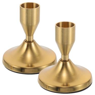 Imagem de Amosfun 2 peças de castiçais cônicos retrô de latão castiçal de Natal inverno feriado dia dos namorados casamento aniversário festa suprimentos