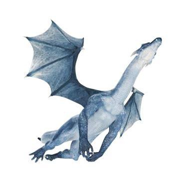 Imagem de Decalque de parede 3D dragão azul voando (61 x 63 cm), adesivo de fera mítica, arte de fantasia épica para sala de jogadores, configuração de jogos de mesa e decoração de quarto infantil