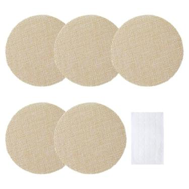 Imagem de PH PandaHall 5 peças de lençóis de linho para sombreamento de 8,5 cm, cobertura de abajur de linho, difusor de luz com 50 adesivos para sala de estar, quarto, sala de jogos, estúdio, escritório, cor