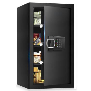 Imagem de 6.1 Cofre extra grande para dinheiro, à prova de fogo, à prova d'água, cofres domésticos pessoais com trava de combinação digital, luz de LED e 3 prateleiras removíveis, caixa de documentos segura