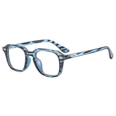 Imagem de Óculos de Sol Rivets Unissex com Lentes Espessas e Proteção UV400 para Esportes ao Ar Livre, Corrida e Ciclismo, Estampa Floral Azul e Transparente