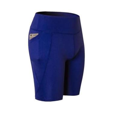 Imagem de Shorts De Compressão Femininos Azuis Para Academia E Yoga 2023 Slim Fi