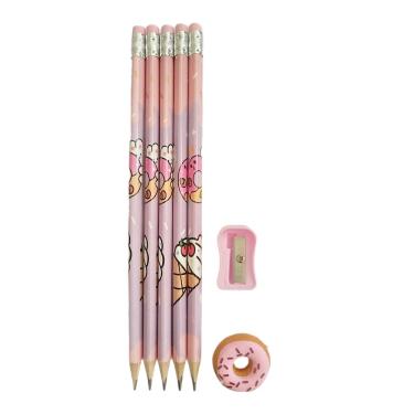 Imagem de Conjunto 5 Lápis com Borracha na Ponta 1 Apontador 1 Borracha Sortido School Basics