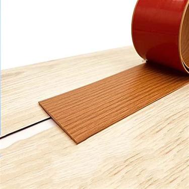 Imagem de Tiras de cobertura de piso de 1 m, tiras de transição de piso, barras de limite, tiras de união de perfil de transição de PVC autoadesivas, tira divisória de porta, divisor de piso adesivo (carvalho