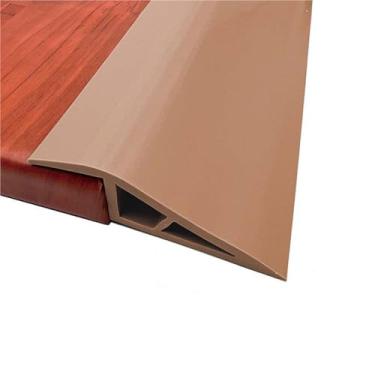 Imagem de GQQGSHOP Tira autoadesiva de transição de piso de 2 m, tira de acabamento de PVC para carpete e borda de piso, transições de limiar de PVC adequadas para altura limite de 0,67 ~ 2 cm (marrom)