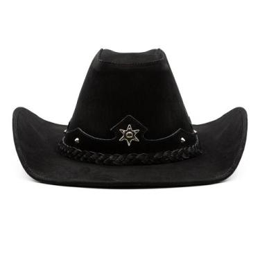 Imagem de Chapeu Country Couro Americano Australiano Aba Arame em Aço Barretos R