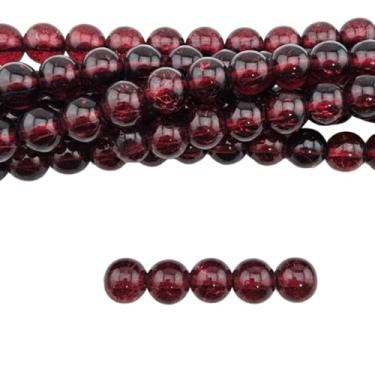 Imagem de DandS ltd Contas de vidro Crackle Lampwork para fabricação de joias, granada vermelha, pulseiras vibrantes, colares, brincos, suprimentos de miçangas e kits de artesanato para joias artesanais, 80