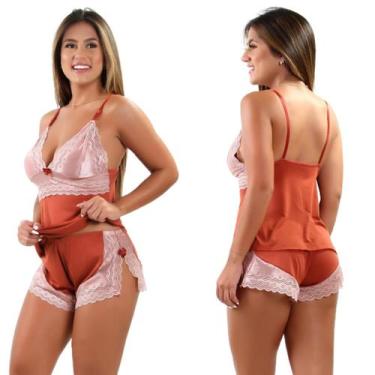 Imagem de Short Doll Pijama Curto Adulto Feminino Renda Luxo Baby Doll - Mi Amor