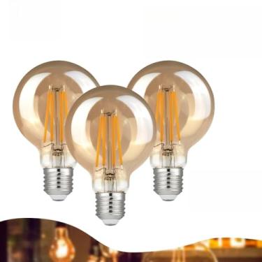 Imagem de Lâmpada LED retrô com filamento E27 de dupla voltagem 2200K ST64 G80 T45 T125 T185 2W 4W Lâmpada decorativa (Modelos G80 | Kit 3)