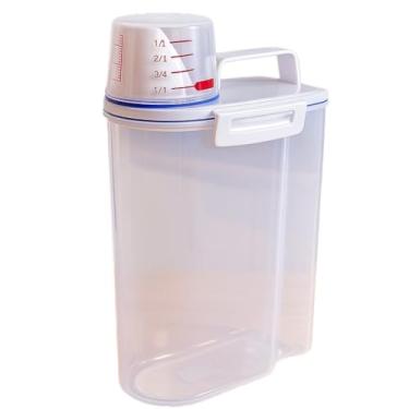 Imagem de Kit Potes Herméticos Para Alimentos Mantimento Arroz Pet Ração Copo Medidor Bico Dosador Tampa 2,5 L(1)