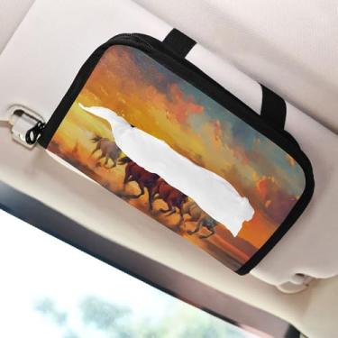 Imagem de SEHANY Suporte de lenços de carro Majestic Horse, caixa de lenços para carro, viseira solar, porta-guardanapos retangular, dispensador de máscara de carro, caixa de lenços de papel para automóveis