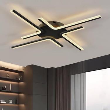 Imagem de Lustre de teto com controle remoto por aplicativo, função de memória e dimerização, com timer e 3 temperaturas de cor, ideal para sala de estar e quarto, preto-4.