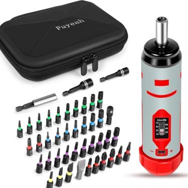 Imagem de Fuyeah Conjunto de chaves de fenda de torque 7,91 N·m (25.4-177.8 cm-lbs) 1/10.2 cm Drive com 40 bits S2, suporte de brocas estendido, manga e bolsa de armazenamento, perfeito para reparo de