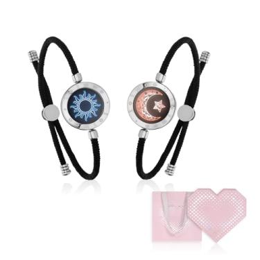 Imagem de Pulseiras de toque de longa distância para casais, joias de amor com luz inteligente e vibração, presentes de relacionamento de longa distância para namorada namorada com caixa de presente rosa