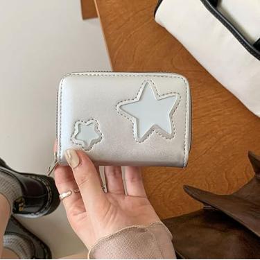 Imagem de Carteira Silver Star – Porta-cartão sanfonado com grande capacidade, 9 compartimentos para cartões, bolso para moedas e compartimento para notas para mulheres, Prata, Cosmetic_case