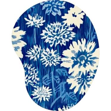 Imagem de Mouse Pad Ergonômico Gota Floral Abstrato Azul e Branco 87