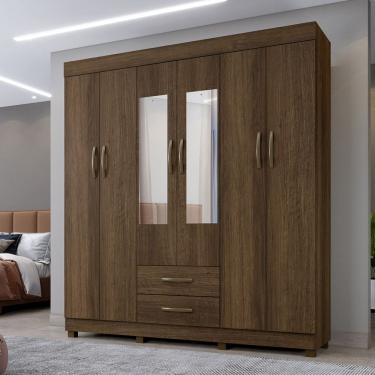 Imagem de Roupeiro Copacabana Imbuia 6 Portas Com Espelho Benetil Moveis