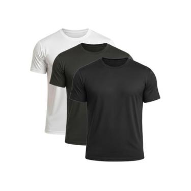 Imagem de Kit 3 Camiseta Dry Fit Academia Masculina Corrida Esporte Fresca Sem O