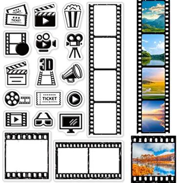 Imagem de CRASPIRE Carimbos transparentes de filme, fita 3D, óculos, vídeo, transparente, silicone, carimbo de borracha para álbum de fotos, aniversário, álbum de fotos de Ação de Graças, 10 x 15 x 0,25 cm