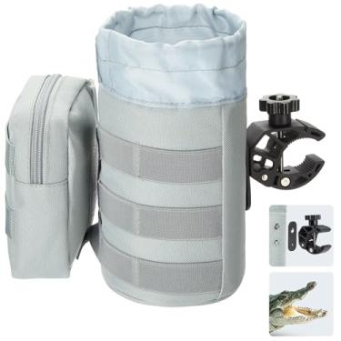 Imagem de KEMIMOTO Suporte grande para copo de motocicleta, suporte de lata de tecido Oxford com braçadeira jacaré atualizada para UTV, ATV, scooter, barco marinho, cadeira de rodas, andador, carrinho de golfe, carrinho de bebê, cinza