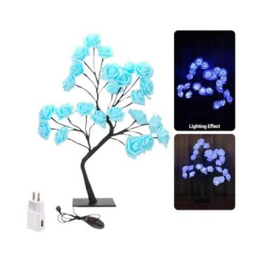Imagem de Luminária De Mesa USB 24 LEDs Árvore Rosa Azul Luz Noturna Decoração D