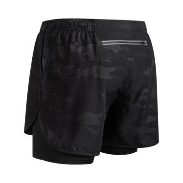Imagem de Shorts De Corrida Masculinos De Secagem Rápida Em Preto, Dupla Camada,