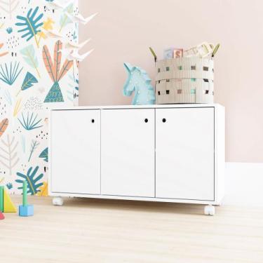 Imagem de Armário Infantil com 3 Portas e Rodízios - Branco - BRV Móveis, Branco
