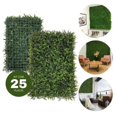 Imagem de 25 Placa Samambaia Artificial 60x40 Painel Jardim Vertical - Verde Gar