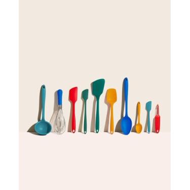 Imagem de GIR: Get It Right Conjunto de utensílios de cozinha de silicone de 10 peças – espátulas, concha, flip, colheres, batedor, descascador e colher – antiaderente, não tóxico, resistente ao calor – Madri