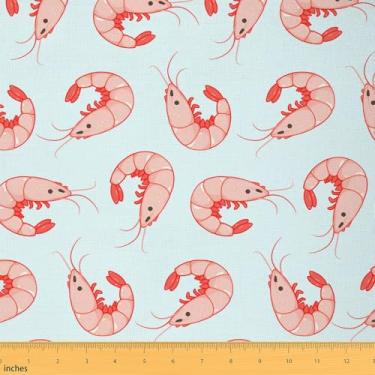 Imagem de Tecido de camarão com desenho animado da The Yard Cute Watercolor Wild Sealife para crianças suprimentos de costura rosa adorável oceano decoração tecido para estofamento DIY e detalhes em casa 2