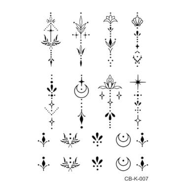 Imagem de Suco de ervas semipermanente mini linha símbolo estrela lua Y2k presente diário feriado presente realista tatuagens temporárias dedo ombro pescoço pescoço corpo tatuagem adesivos à prova d'água 1 peça