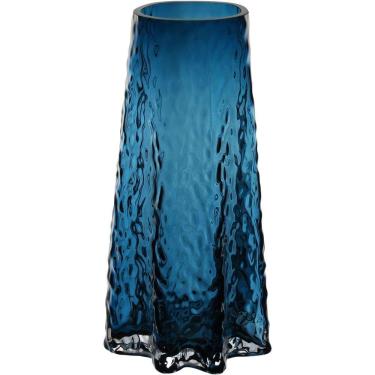 Imagem de Vaso Decorativo Enfeite Casa Redondo Home&co Vidro 25x12x12cm Azul