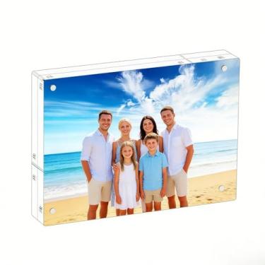 Imagem de GENGENZER Mini porta-retrato 6,3 x 8,9 cm, moldura magnética de acrílico transparente para cartões de visita, 20 mm de espessura, tamanho carteira dupla face, para escritório, decoração de casa