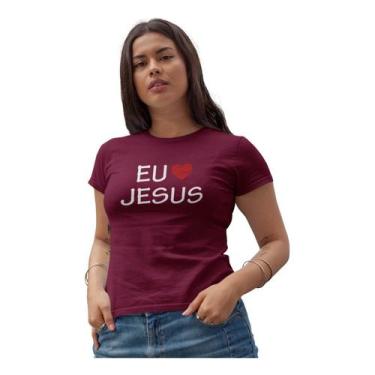 Imagem de Camiseta Fé Eu Amo Jesus Evangélica Gospel Feminina Baby Look - Blackc