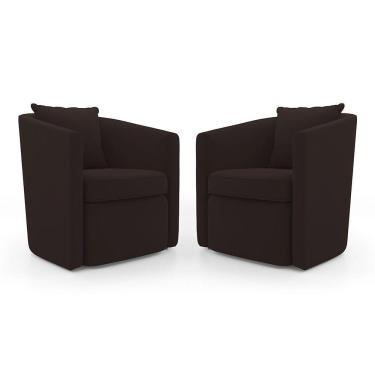 Imagem de Kit 02 Poltronas Decorativas Sala De Estar Aimê Suede Marrom - Desk Design